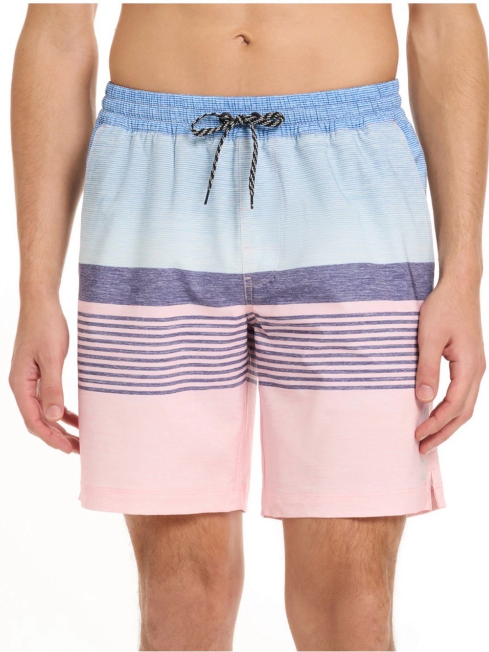 NWOT Hurley Pink, Light Blue & Navy Striped Swim Trunks